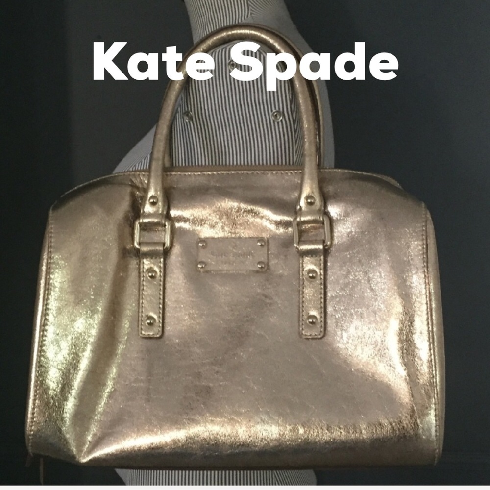 Large Kate Spade Gold Metallic Doctor's Bag Purse